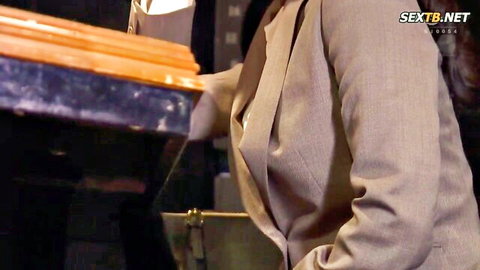 Nao Jinguji Japanese mature wife exposing breasts in open suit