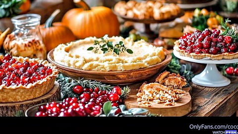 Coco Vandi stepmom taboo creampie with Thanksgiving pies and desserts