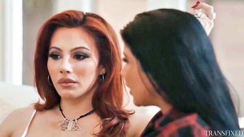 Romi Rain and Ariel Demure in intimate lesbian teaching session