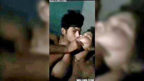 Indian man roughly fingers mouth and kisses South Asian babe's face intensely