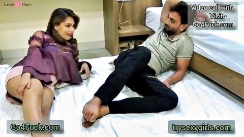 Soniya seduces best friend on hotel bed in sheer blouse and skirt