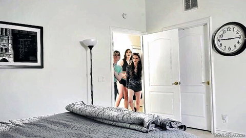Ella Hollywood, Korra Del Rio & Jenna Creed in sexy outfits entering bedroom