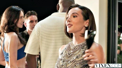 Eve Sweet and Agatha Vega in glamorous party outfits with men