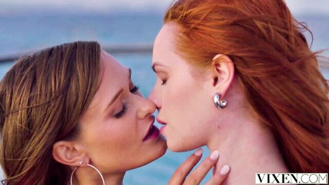 Ella Hughes and Honour May share passionate lesbian kiss in threesome preview