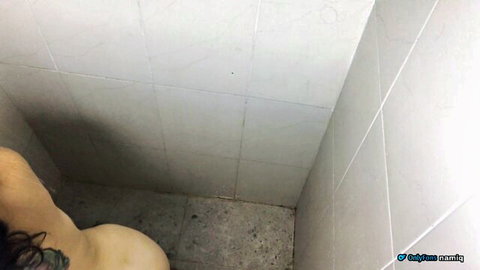 Curvy Indian aunty's massive ass sprayed in homemade shower tease