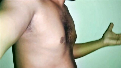 Shirtless Desi man with hairy chest in amateur selfie for steamy village romp