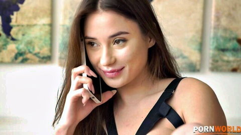 Liya Silver seductive phone call in black lingerie