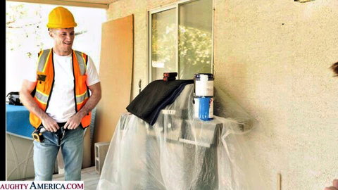 Vivian Foxx in construction worker roleplay setup, creampie scene preview