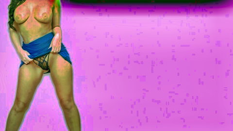 Brunette bombshell in blue crotchless lingerie, topless tease from Brazzers adventure