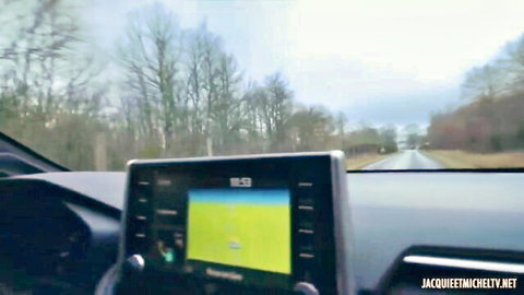 Linda in car POV drive on JacquieEtMichelTV amateur video