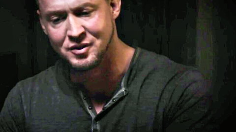 Intense close-up of man in Aubrey Kate's deepthroat facial scene