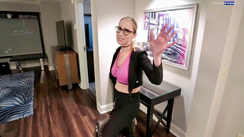Crystal Clark teases in pink crop top and black blazer, blonde milf in sexy office look