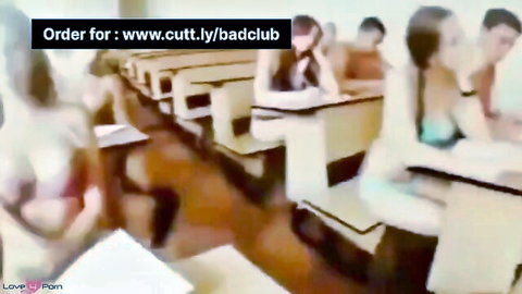 Blurry Indian MILF with big boobs exposed in classroom, skimpy bikini tease