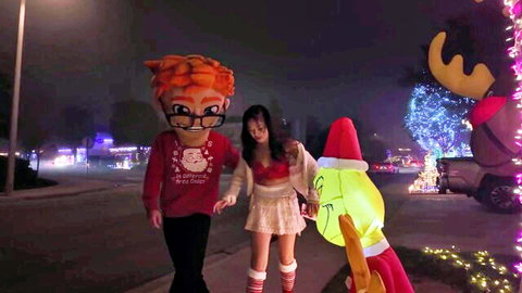 Lulu Chu in sexy elf outfit gets naughty with Grinch on Christmas Eve