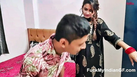 Sudipa seduces Indian stepbrother in steamy couple scene, black dress