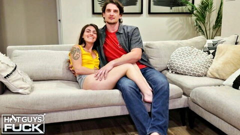 Pale babe Thalia Rhea cuddles intimately with Kolby Gigante in steamy couple preview