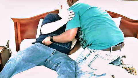 Axel Bishop Brandon in intimate embrace with bisexual stud before handjob and anal