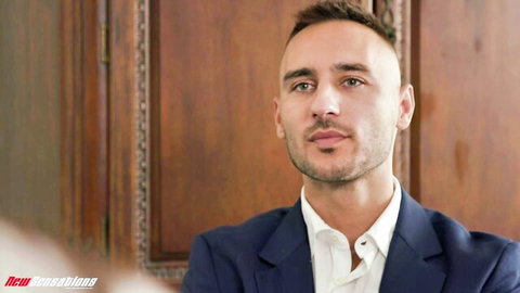 Handsome suited man in office for Desiree Dulce boss fantasy video