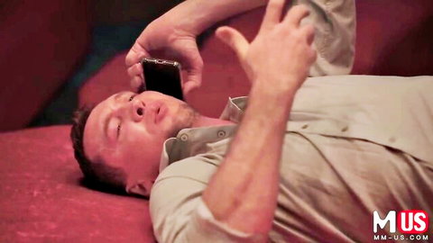 Lily Lou cross-dressing adventure with big-ass MILF, man on phone in bed