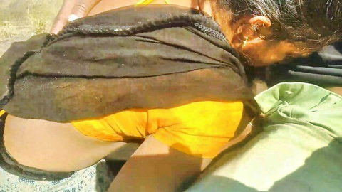 Indian Bhabhi exposing curvy ass in yellow saree from behind