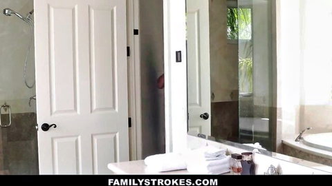 Crystal Rush stepmom teases perfect ass in steamy bathroom