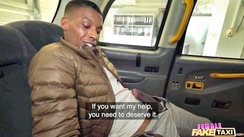 Black Fake Taxi driver exposes huge throbbing cock in cab demanding passenger deserves his help