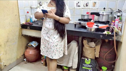Your_Suman in floral Indian dress posing seductively in kitchen