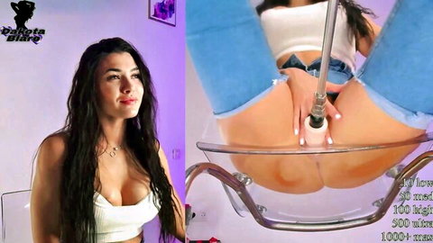 Dakota Blare solo masturbation with dildo insertion in steamy cam show
