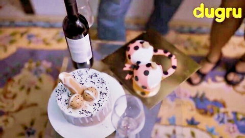 Curvy Indian babe with big tits in hot short film thumbnail with phallic cakes