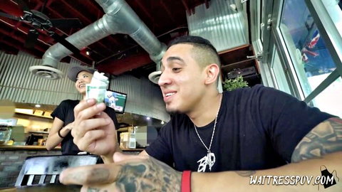 Vina Sky as sexy Asian waitress in POV diner roleplay scene