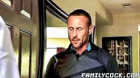 Hunky dad and stepson lure in sexy mailman for steamy threesome