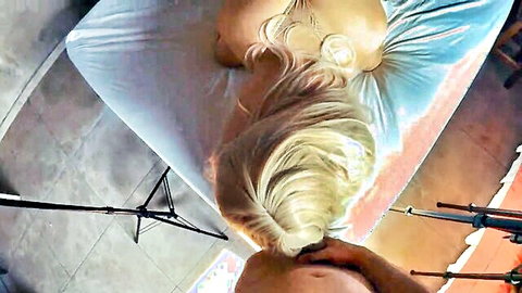 POV blonde MILF stepmom big ass doggystyle on bed