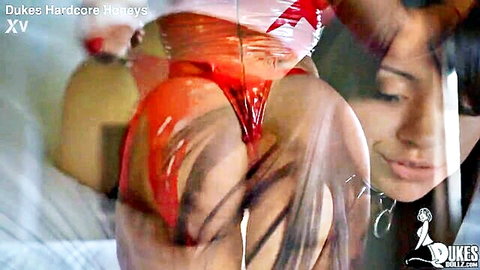 Thick Latina Nixlynka's big ass dripping red fluids in sexy doll pose