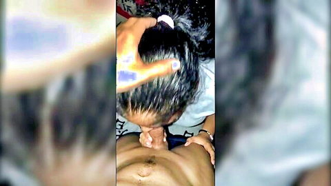 Valerie Kay deepthroating cock with hand on head, Ryan Conner nearby