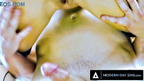 Aiden Ashley as cheating blonde in rough sex, intense penetration closeup