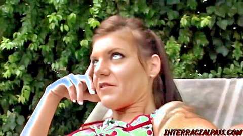 Kayla Cam hot MILF relaxing poolside in colorful dress