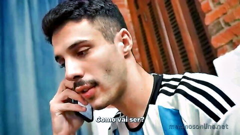 Lian Dickson in soccer jersey on phone, teasing hot anal threesome
