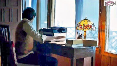 Indian wife Mohini seducing at desk with big ass allure