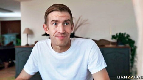 Surprised stepson Danny D with Natasha Nice in Brazzers threesome