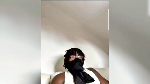 Masked BBC stud with dreads and sunglasses, shirtless tease for blonde teen creampie