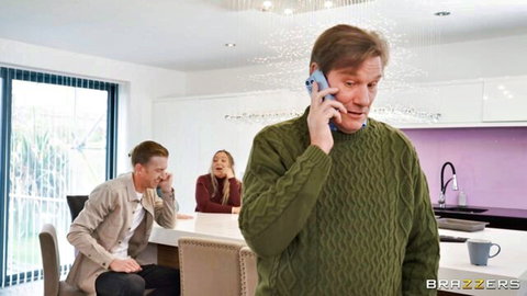 Brazzers Danny's Delight: Innie pussy hardcore pounding tease with couple in kitchen