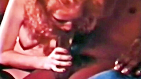 Princess redhead giving blowjob in classic XXX, hairy pussy tease