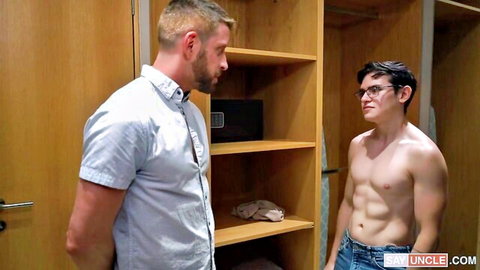 Johnny Ford confronts muscular twink Alex Gonzalez shirtless