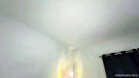Violet Myers in dimly lit room, teasing before interracial pounding