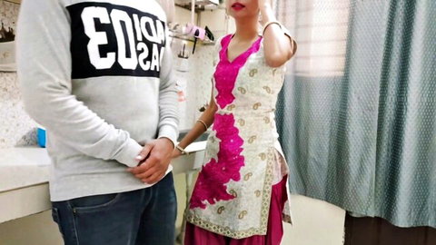 Desisaarabhabhi in pink salwar kameez, sexy Indian aunty pose with partner