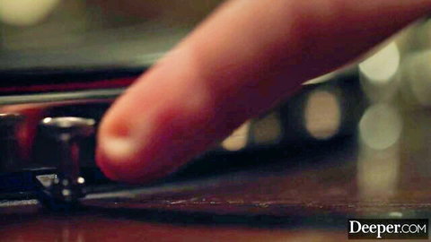 April Olsen's hand turning knob on mixer in steamy anal tease