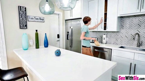 Madison Wilde Latina stepsis in kitchen teasing stepbrother birthday surprise