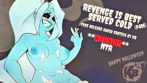 Kamila Bombette as blue ghost girl with cum-covered tits in NTR Halloween erotica