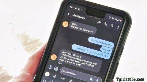 Nervous text chat before shemale transsexual deepthroat encounter