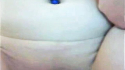 Pale babe masturbating with blue sex toy inserted in her teen pussy